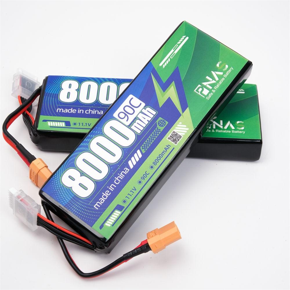 Rechargeable 8000mAh 11.1V Lithium Ion RC Lipo Battery Multiple Rate Options with Hard Shell Packaging