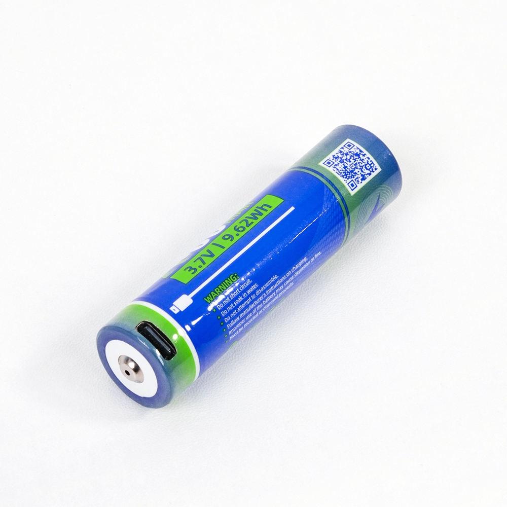 Portable 18650 Lithium Battery Cylindrical Ion 3.7V 2600mah Rechargeable Battery Typec-C USB Charge Battery